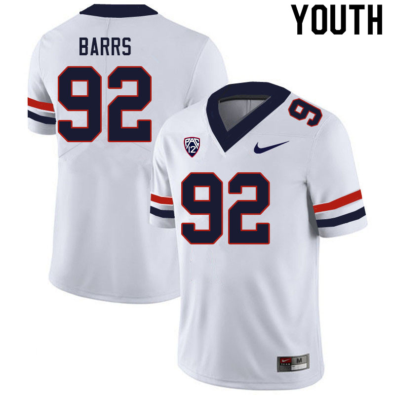 Youth #92 Kyon Barrs Arizona Wildcats College Football Jerseys Sale-White - Click Image to Close
